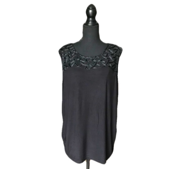 🎀Addition Elle 2X Black Around Neck Laced Front Ladies Designer Top - Picture 2 of 7